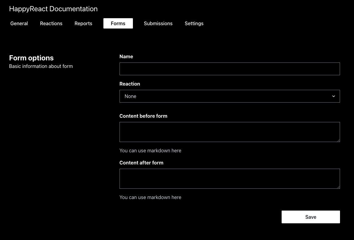 Creating form information form